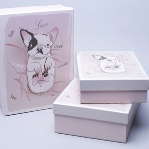 Коробка прямоугольник набор из 3шт 29*21*9,5см Мопс Love