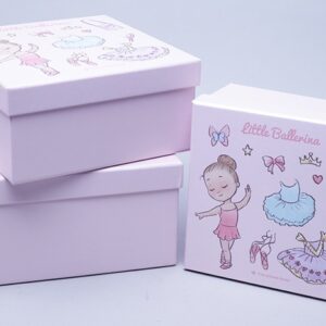 Коробка квадрат набор из 3шт 21*21*10,5см, девочка балерина