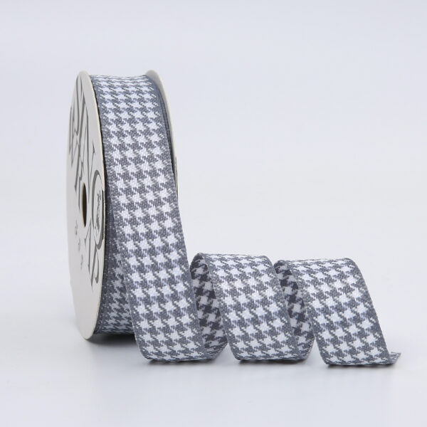 Лента декоративная "Гусиные лапки", 2,5cmx20yards, цв.серый