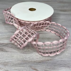 Лента декоративная "Плетение", 2,5cmx20yards, цв.розовый