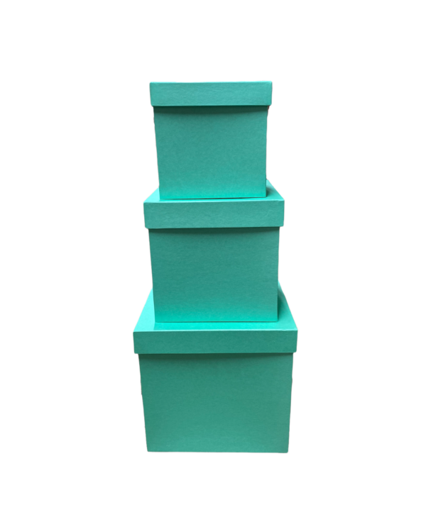 SALE Набор коробок Куб, 25*25*25; 20*20*20; 16*16*16см., 3шт., мятный