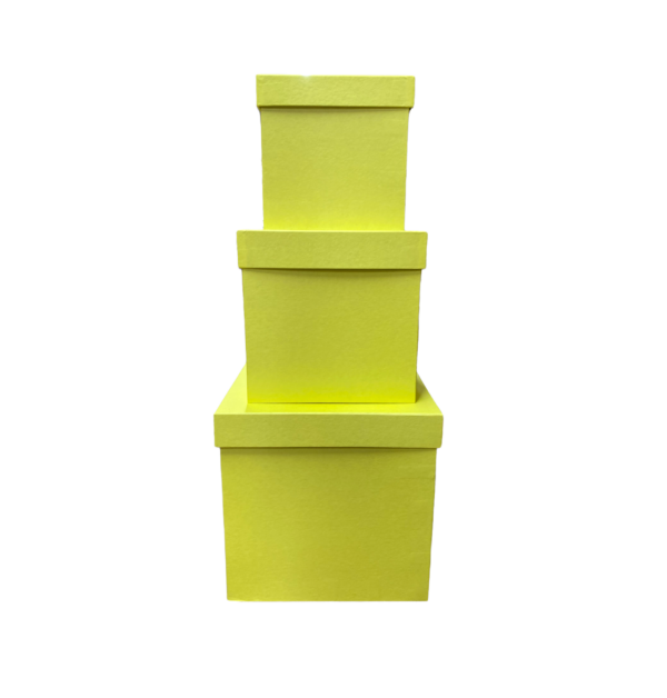 SALE Набор коробок Куб, 25*25*25; 20*20*20; 16*16*16см., 3шт., желтый