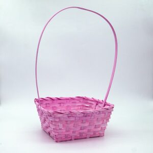 Корзина плетеная (бамбук) 21.6*21.6*10/38 см. розовый