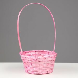 Корзина плетеная (бамбук) 19*19*32см. розовый перламутр