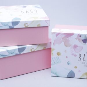 Коробка квадрат набор из 3шт 21x21x10,5см W71301-7ABC Baby розовый