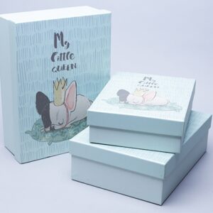Коробка прямоугольник набор из 3шт 29х21х9,5см W72301-2CD мопс с короной