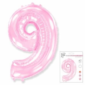 И 40 Цифра "9" розовый в упаковке / Nine / 1 шт / Фольгированный шар