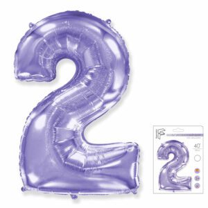 И 40 Цифра "2" сиреневый  в упаковке/ Two / 1 шт /, Фольгированный шар