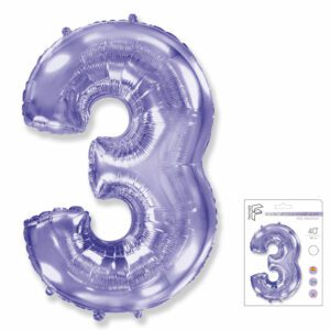 И 40 Цифра "3" сиреневый  в упаковке / Three / 1 шт /, Фольгированный шар