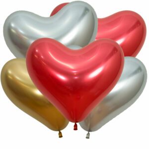 S  Сердца 14 Рефлекс Ассорти / Зеркальные шары / Reflex Assorted / 50 шт. /, Латексный шар