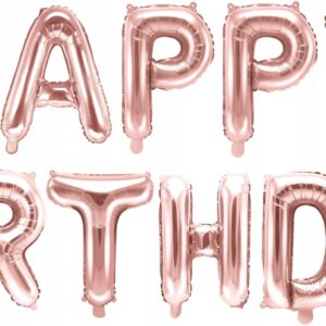 Набор шаров-букв (16''/41 см) Мини-Надпись "Happy Birthday", Розовое Золото, 1 шт. в уп.