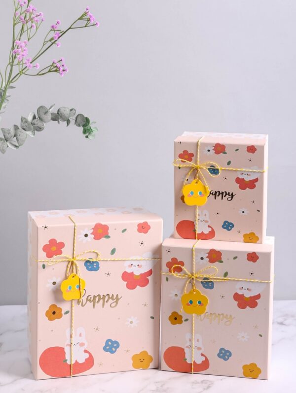 Коробка прямоугольник набор из  3шт 25,5х20,5х10,5см happy розовый