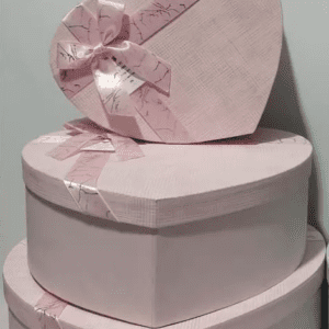 Набор коробок Сердца 31x28x12, 27x24x10,5, 23x20x9, 3 шт, св.розовый
