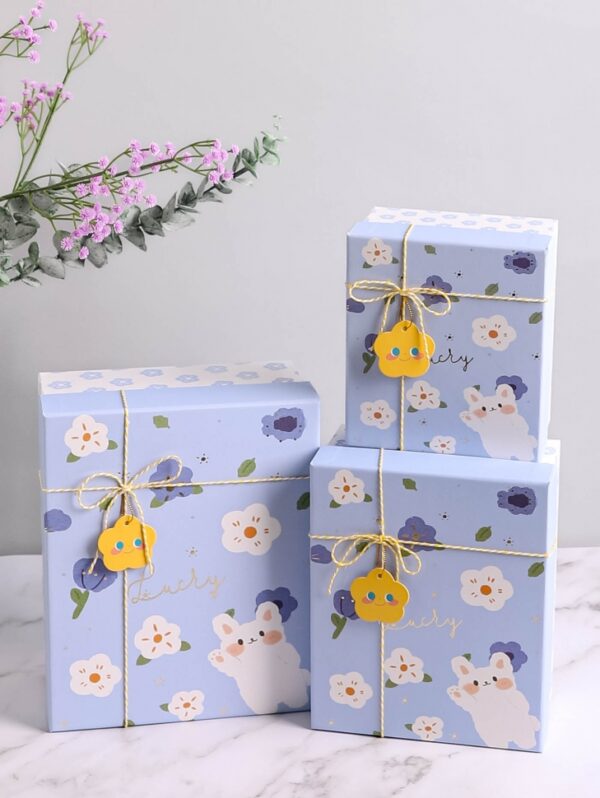 Коробка прямоугольник набор из  3шт 25,5х20,5х10,5см happy голубой