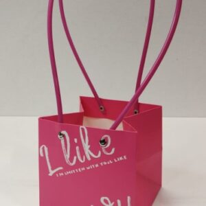 Сумка с пластиковыми ручками "I Like you" 12x12x12cm 1ШТ, цв. розовый