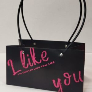 Сумка с пластиковыми ручками "I Like you" 12x12x23cm, 1ШТ., цв. черный