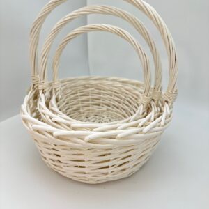 Набор корзин плетеных (ива), 38*38*17*41CM, 32*32*15*36CM, 26*26*13*31CM, 3 шт, белый