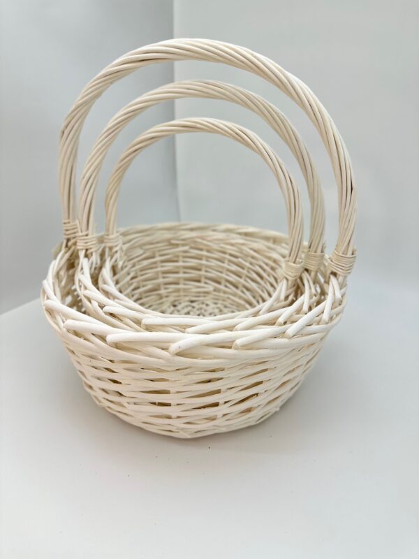 Набор корзин плетеных (ива), 38*38*17*41CM, 32*32*15*36CM, 26*26*13*31CM, 3 шт, белый