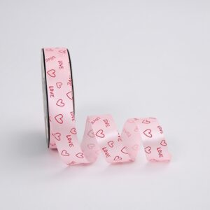 Лента декоративная "Love", полиэстер, 25 мм х 35 ярд., розовый