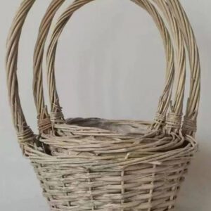 Набор корзин (ива) 30x22H11,5x35, B22x15; 24,5x18H10x31,5 B19x12,5; 19x14H9x28 B16X10, 3 шт. серый