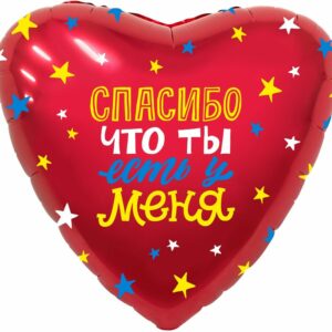 Шар (19"/48 см) Сердце Спасибо что ты есть у меня Красный  AGURA