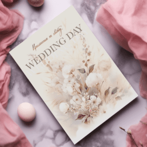 Пригласительные "WEDDING DAY (букет со льном)" PR34 20шт