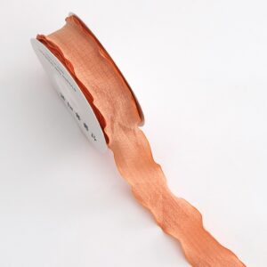 Лента плиссированная с оборками, однотонная, 40mmx10y, цв. оранжевый