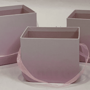 Набор коробок под цветы Сумочки "Be happy" 16,5x12x12,5 см, 14x11x11,5 см, 12,5x9x10 см, 3 шт., розо