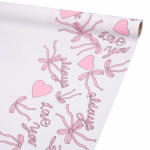 Матовая плёнка "Бантики" 65 микрон, 58cm*10m, цв. розовый