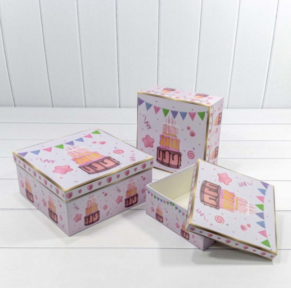Коробки Квадратные Набор 1/3 25*25*12 Сиреневый 1/16