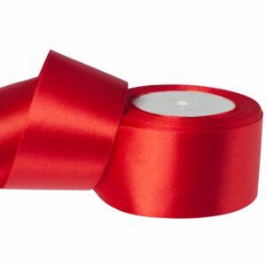 Лента атласная,50mmx25yards, цв.красный
