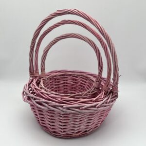 Н-р корзин плетеных (ива):33*13*HH36; 29*11*HH31; 22*10*HH26, 3 шт., св.розовый