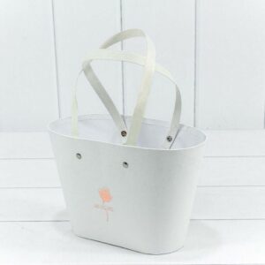 Коробка под цветы с двумя ручками, картон, 22,5x13,5x15,2 см, белый (W9626)