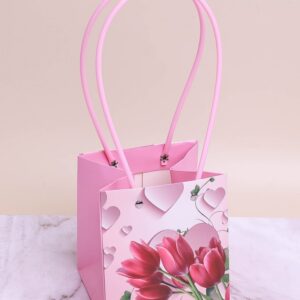 Сумочка пластик для цветов 13х12х15см 773 тюльпаны 0680
