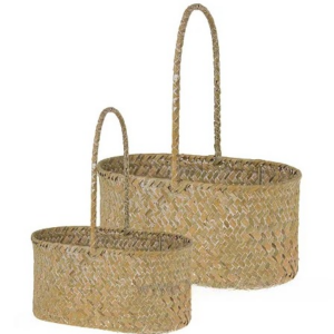 Корзина плетеная (водоросли, металл), 25x15xH12/32 см, 22x13xH10/29 см, набор (2 шт)