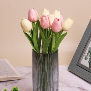 Ваза стекло h20 d10см К 204 рельефная графит