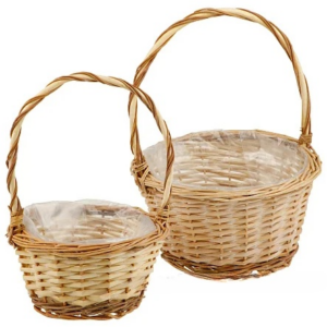 Корзина плетеная (ива), D25хН15/32 см, D20хН11/27 см, набор (2 шт), натуральный